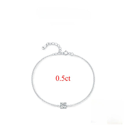 Trendy 0.1-0.5CT Moissanite Bracelets for Women Elegant Lab Diamond Adjustable Chain 925 Sterling Silver Wedding Jewelry