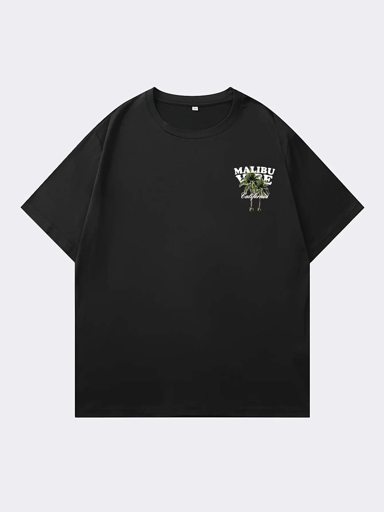 Vibrant Malibu Vibe Tee with Palm Tree and California Lettering Print on White 100% Cotton Men's T-shirt Summer Casual Wear
