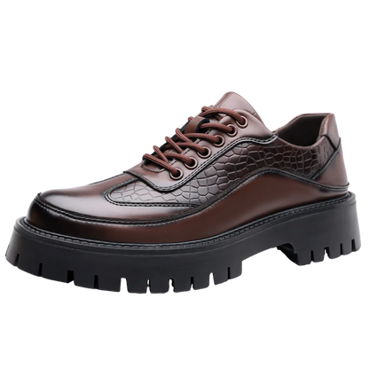 Retro Brown Men's Banquet Leather Shoes Thick Soled Wear-resistant Work Shoes2025 Classic Brand Men's Business Dress Shoes
