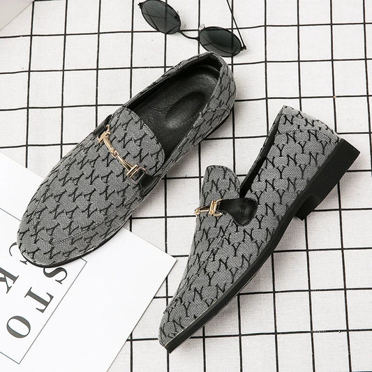 Luxury Grey Men's Loafers 2025 Comfortable Flat Moccasin Men Dress Shoes Casual Business Leather Shoes for Men zapatos de cuero