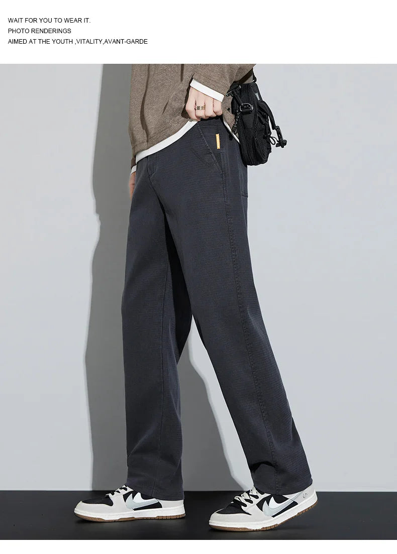 4 Colors New Straight Men's Pants Baggy Casual Lyocell Comfortable Stretch Trousers Male Wide Fashion Korean Pants Streetwear