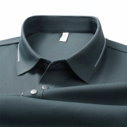 Men's Seamless Knit Polo Shirt - Summer Short Sleeve, Stretch Polyamide Spandex Blend Business Casual T-shirt