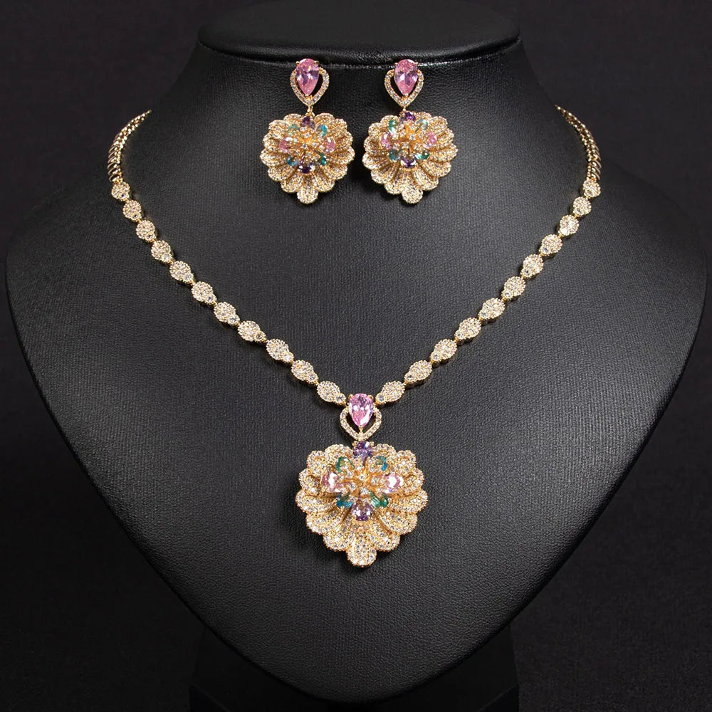 Personalised Original Sturdy Shell Bloom Flower Jewellery Set Bridal Wedding Party Dating Holiday Ladies Jewellery S-347