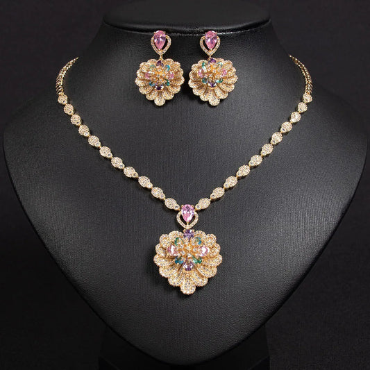 Personalised Original Sturdy Shell Bloom Flower Jewellery Set Bridal Wedding Party Dating Holiday Ladies Jewellery S-347