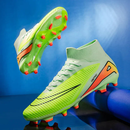 Men Professional Soccer Shoes Outdoor High-Top Sports Football Boots Long Spikes Artificial Grass Training Non Slip Sneakers