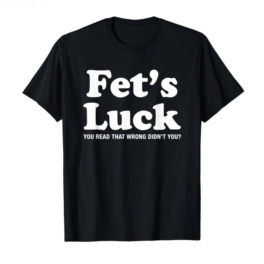 Funny Fets Luck Printed T-shirt Men Women 2026 Summer Pure Cotton T Shirts Short Sleeve Tops T-shirt for Men Women Cotton Tops