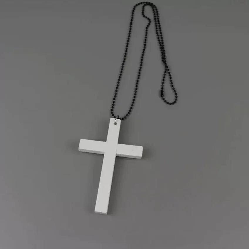 Y2K Wood Cross Pendant Necklace for Women Men Vintage Cool Spicy Girls Hip Hop Fashion Necklace Party Jewelry Accessories Gift