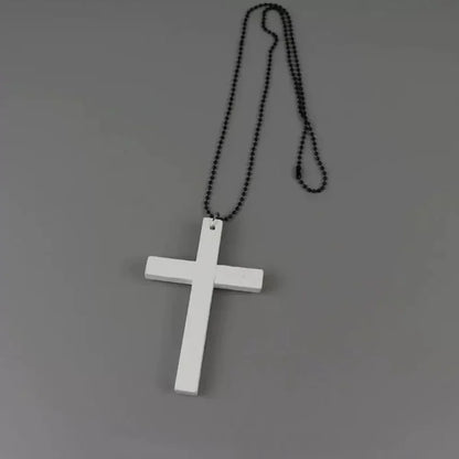 Y2K Wood Cross Pendant Necklace for Women Men Vintage Cool Spicy Girls Hip Hop Fashion Necklace Party Jewelry Accessories Gift