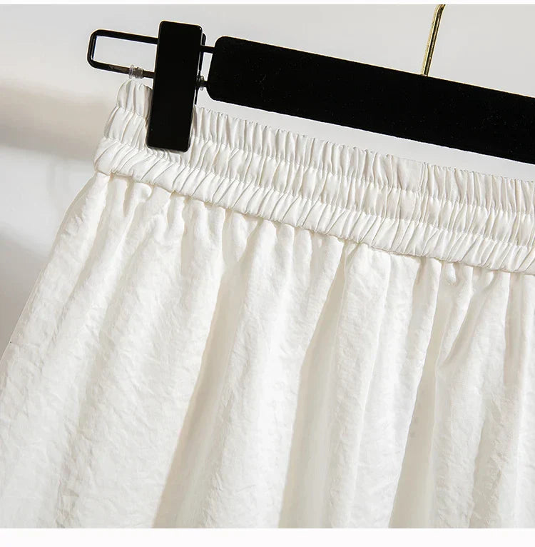 Plus Size Summer Shorts For Women 2025 Summer Ice Silk Drawstring Large Size Loose Shorts Women Korean Streetwear Shorts Female