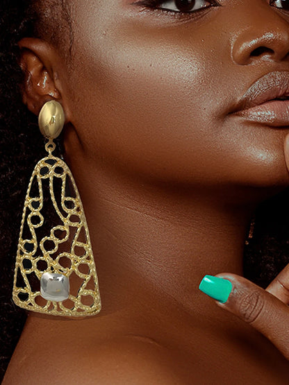 Gold Color Earrings For Women Fashion Jewelry 18k Gold Plated Big Drop Earrings Wedding Party Accessories Gift Trending