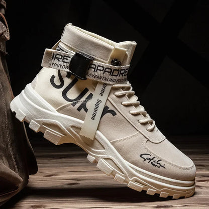 Cloth Men Boots High Top Ankle Boots British Style Men Casual Shoes Outdoor Breathable Walking Sneakers Comfortable Work Boots