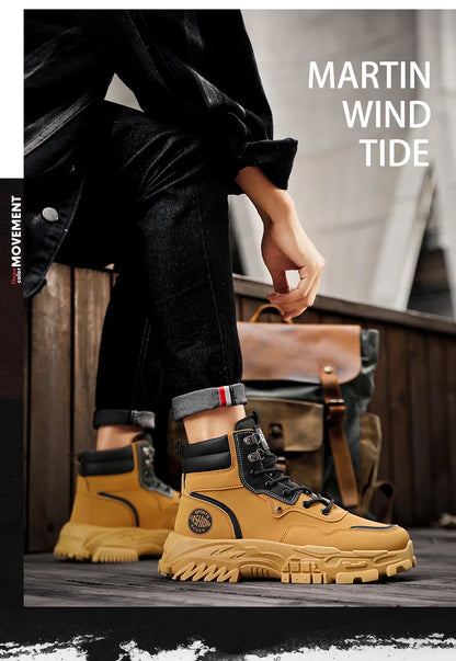 Men Boots Cotton Boot Platform Autumn British High Top Retro Thick Sole Lace Up Comfort Anti Slip Sport Mountaineering Boot