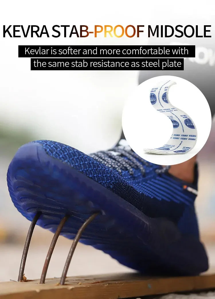 Safety Shoes Men's Work Boots Steel Toe Cap Puncture-Proof Indestructible Security Work Shoes Women Light Comfortable Sneakers