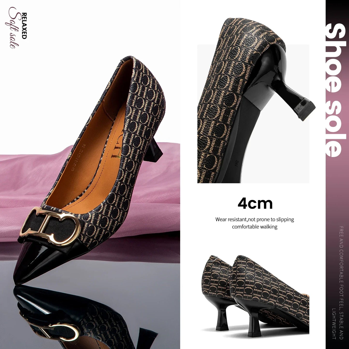 High Heels Women's Luxury Design Sandals Metallic Flower Square Toe Fine Heel Party Dress Shoes Brand High Heels 2024 Fashion