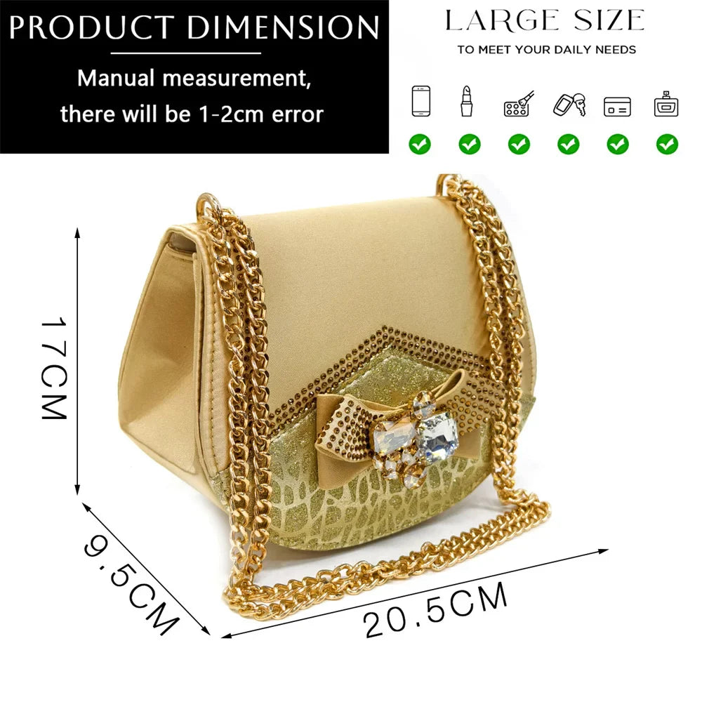 Rhinestone Design INS Hot Sale New Arrivals African Shoes and Bag Set in Blue Color Open Toe Comfortable Women Heels
