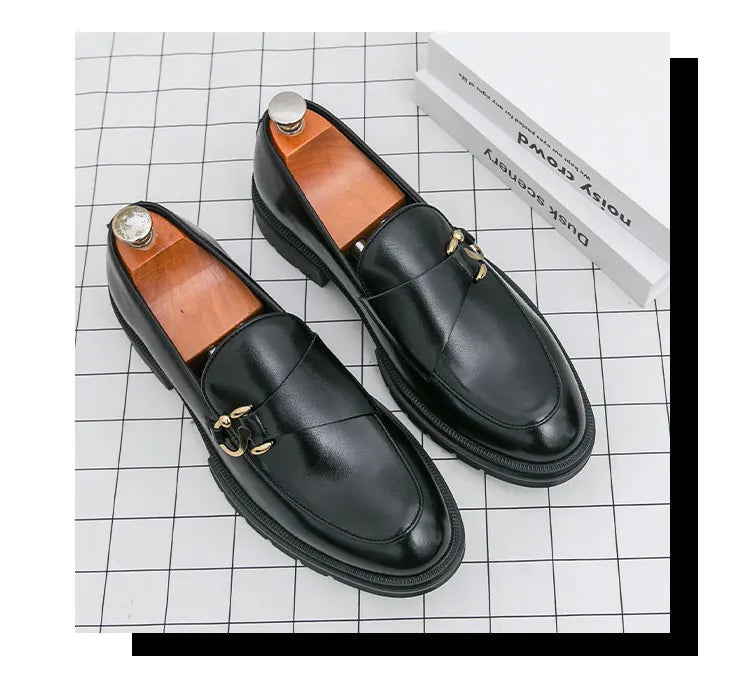 Men's Leather Loafers Slip On Office Casual Business Leather Shoes For Men Wedding Oxford Shoes Male Party Formal Derby Shoe Man