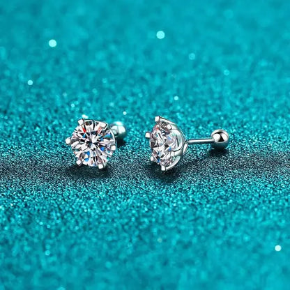 0.2ct 0.5ct 1ct 2ct  Moissanite Stud Earrings For Women Screw Thread Ear Studs 925 Sterling Silver Earring Fine Jewelry
