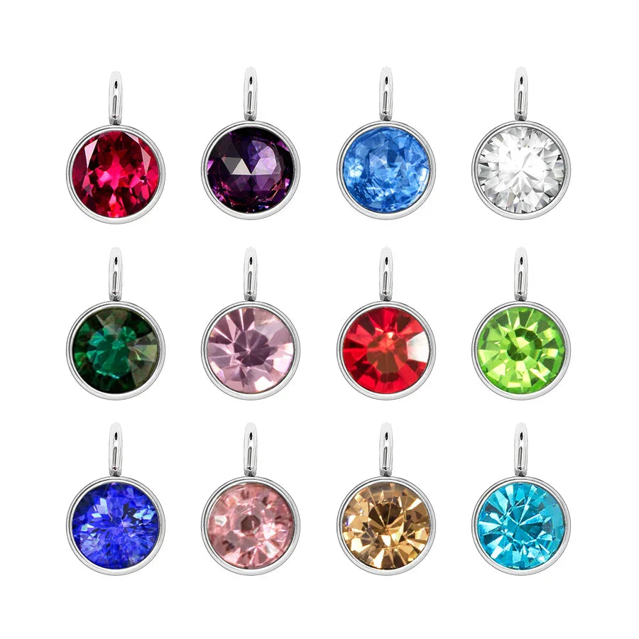 144Pcs/Lot Stainless Steel Birthstone Charms For Women Girl Pendant Earrings Bracelet Jewelry Gift Making DIY Accessories