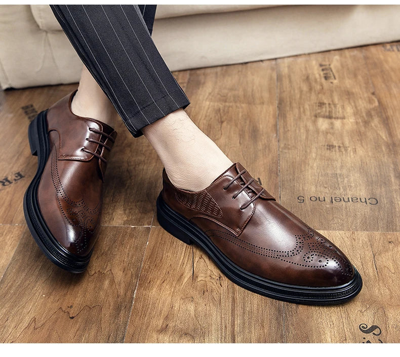 High Quality Mens Shoes 2026 New British Style High-End Leather Shoes Formal Business Wedding Groom Derby Shoes Hot Selling Shoe