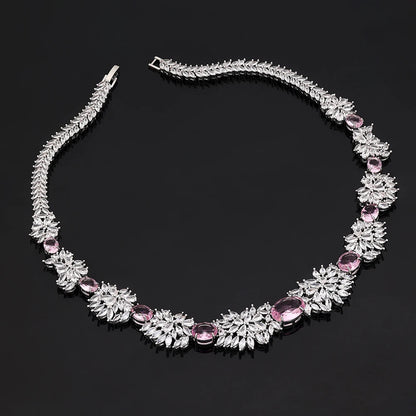 2025 Novo Conjunto de Joias Femininas para Festa de 4 Peças com Zircônia para Noiva, Conjunto de Colar de Casamento de Cristal de Luxo Dubai Nigéria CZ