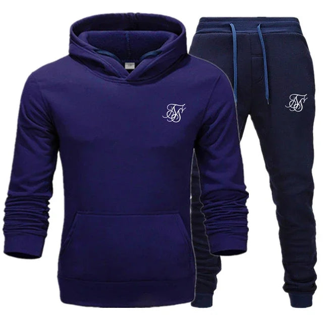 sik silk Men Brand New Sets Fashion Autumn Spring Sporting Suit Sweatshirt Sweatpants Mens Clothing 2 Pieces Sets Slim Tracksuit