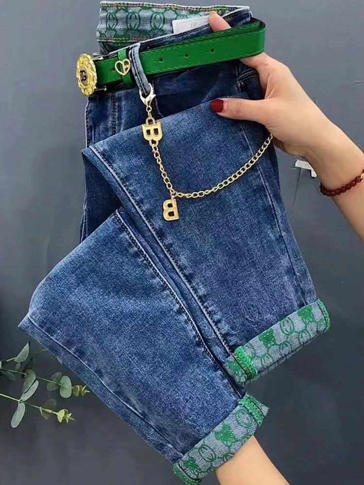 High Waist Straight Jeans Loose Fit Stretch Haren Denim Pants