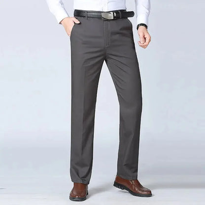 Men's Office-Ready 100% Cotton Casual Business Pants Autumn Thickened Summer Thin Solid Color Quick-Drying Work Trousers GOZBKF