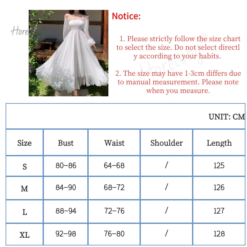 Elegant Maxi Dresses For Women White Off Shoulder Puff Long Sleeve Elastic High Waist Party Gown Ruffle Holiday Dress