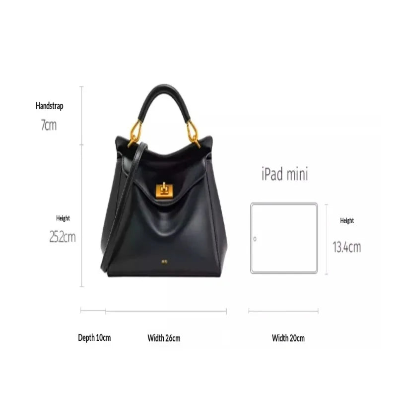 Spring&Autumn buckle bag niche fashion genuine leather shoulder crossbody bag buckle high-end versatile Women handbag