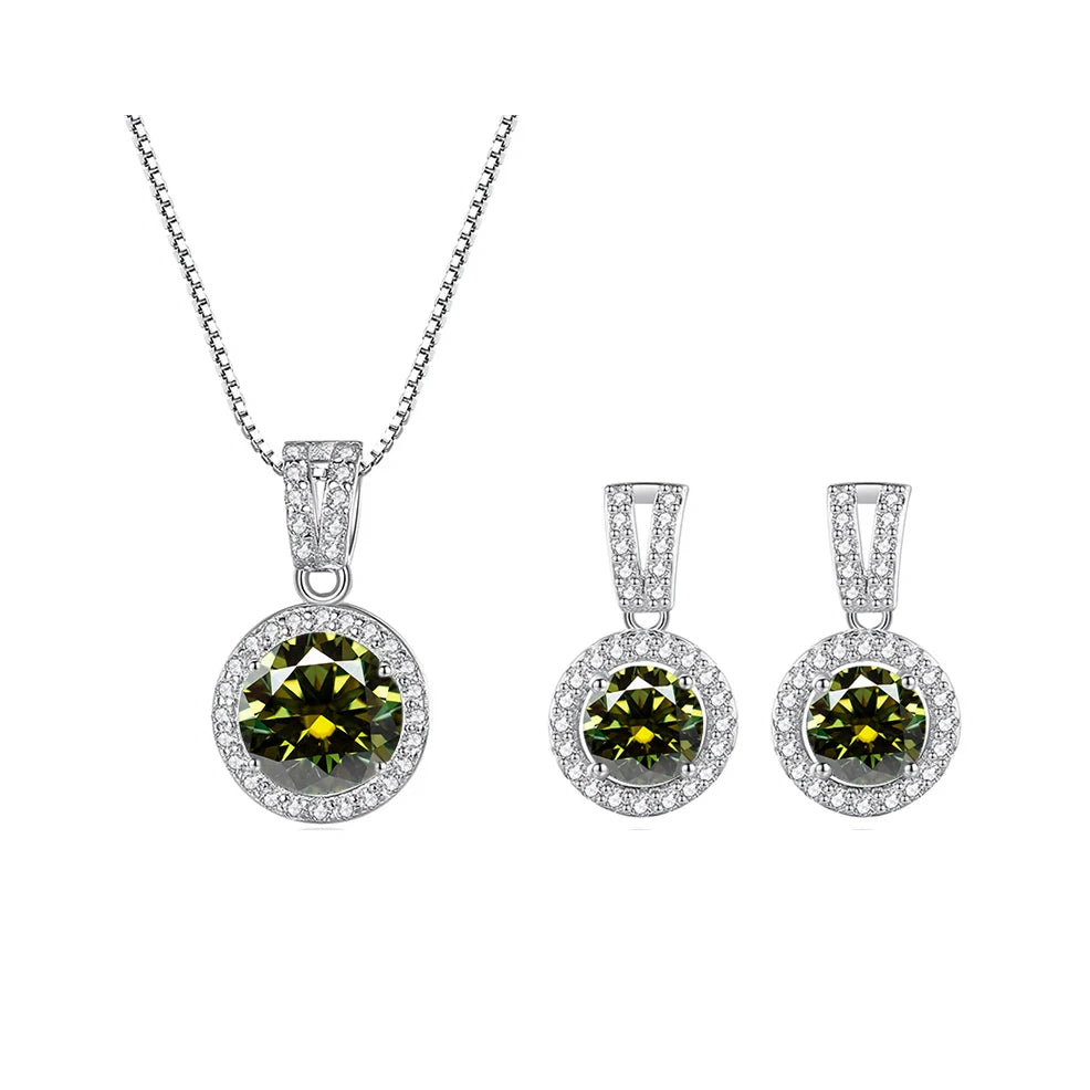 2ct total Moissanite Jewelry Set Sterling Silver 925 Necklace Earrings Fine Jewerly Wedding Set Pass Dismond Tester