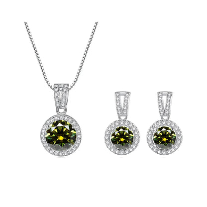 2ct total Moissanite Jewelry Set Sterling Silver 925 Necklace Earrings Fine Jewerly Wedding Set Pass Dismond Tester