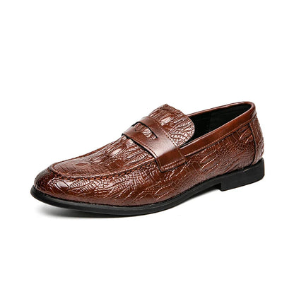 2025 new men black slip-on leather shoes, 47 soft non-slip business leather shoes, spring moccasin social flat formal shoes 48