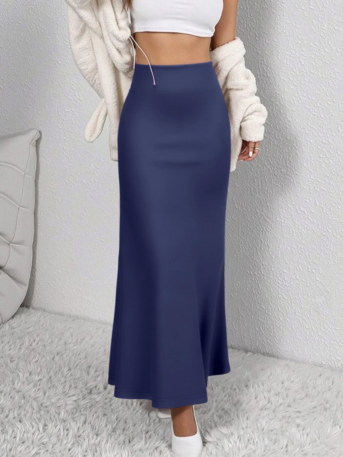 Women Midi Skirt High Waist A line Flowy Hem Breathable Material Perfect for Fashion Shoots Casual Streetwear Daily Errands