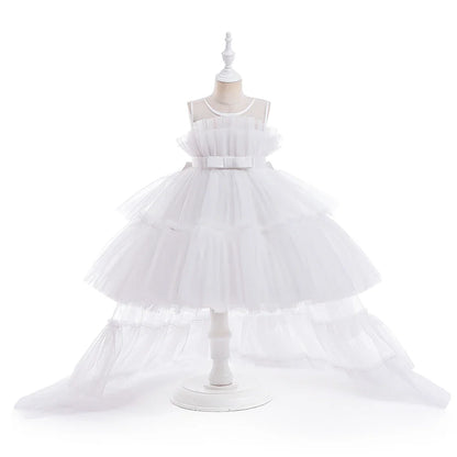 Elegant Tulle Bridesmaids Party Girls Dresses Summer Baptism Birthday Wedding Prom Princess Dress for Girl Christmas Kids Clohes