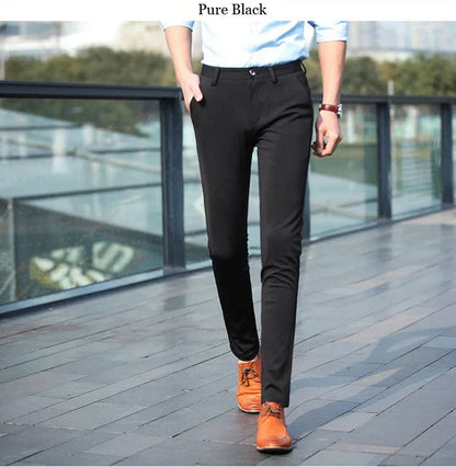 Men‘s Suit Pants Spring and Summer Male Dress Pants Business Office Elastic Wrinkle Resistant Big Size Classic Trousers Male