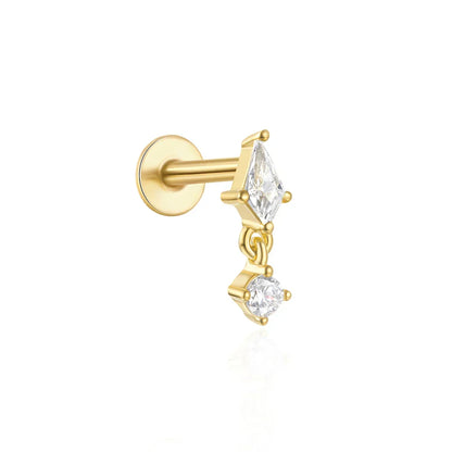 1PC 925 Sterling Silver Crown Horse Eye Zircon Heart Flat Head Cartilage Piercing Stud Earring For Women Claasic Earring