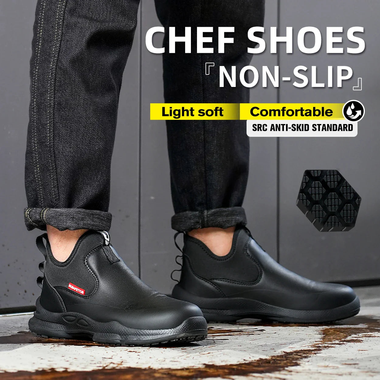 Fashion Comfort Soft Soled Waterproof Shoes Chef Shoes Four Seasons Anti Slip Oil Resistant Business Casual   Work EVA Shoes
