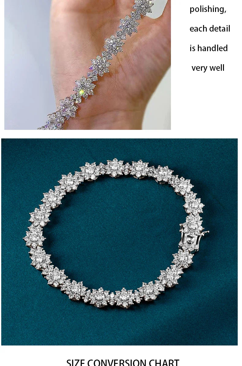 All Mozambique New Sunflower Moissanite Women's Bracelet 925 Sterling Silver Diamond Jewelry Moissanite Diamond Women's Bracelet