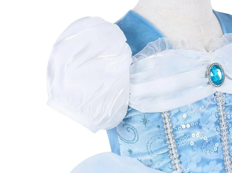 Cinderella Princess Cosplay Dress for Girl Kids Ball Gown Sequin Carnival TUTU Puff Mesh Clothing for Birthday Gift Purim Dress