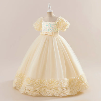 Summer Flower Girls Party Dress Elegant Tulle Bridesmaids Wedding Princess Dresses Girl Gala Birthday Evening Christmas Costumes
