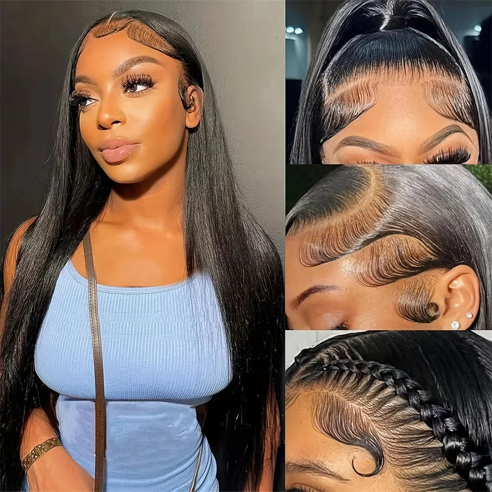 250 density Lace Front Human Hair Wigs Brazilian Hd Transparent Straight 30 40 Inch 13x6 Lace Front wig 360 Wigs For Women 4x4