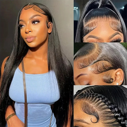 250 density Lace Front Human Hair Wigs Brazilian Hd Transparent Straight 30 40 Inch 13x6 Lace Front wig 360 Wigs For Women 4x4