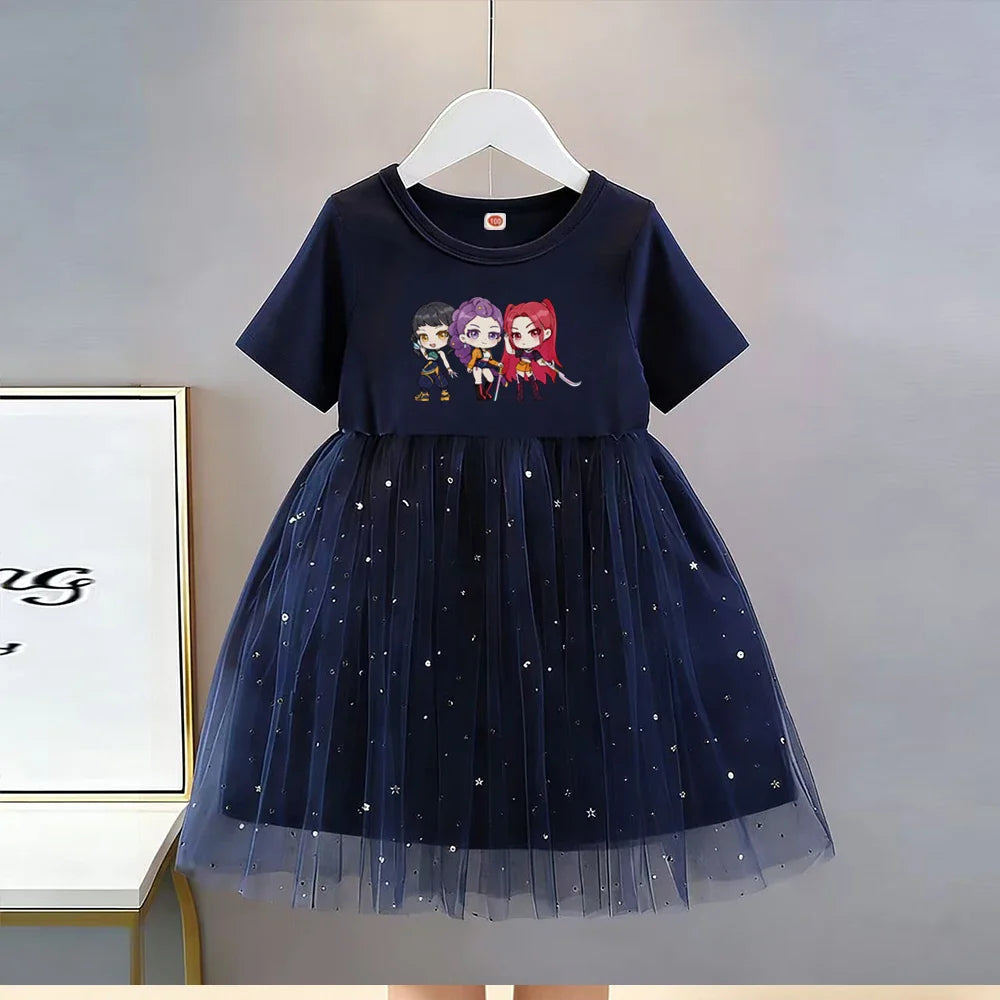 Summer New Girls Short-sleeved Dresses Kids Elegant Princess Dress Dress Baby Princess Girls Dress Children Birthday Party Dress