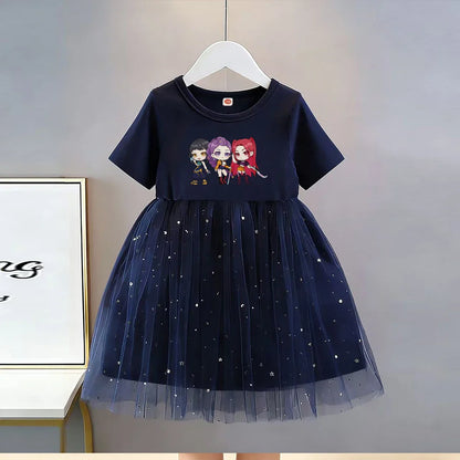 Summer New Girls Short-sleeved Dresses Kids Elegant Princess Dress Dress Baby Princess Girls Dress Children Birthday Party Dress