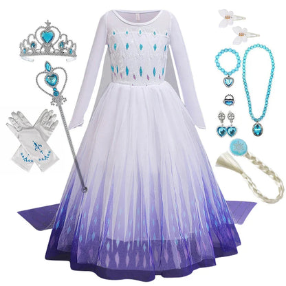 Frozen 2 Elsa Princess Girls Dress Up Snow Queen Costume Carnival Party Halloween Kids Carnival Birthday Party Clothes