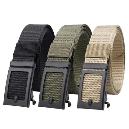 Men's And Women's Toothless Automatic Buckle Belt Military TrainingCanvas Belt New Metal Buckle Young Students' Versatile Belt T
