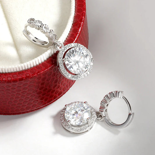 3Carat Moissanite Hoop Earrings With  Certificates Round Sunflower D Color Diamond Drop Earring 925 Silver Earring 2024 Trend
