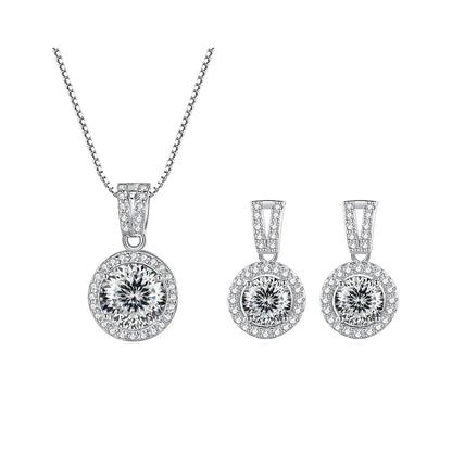 2ct total Moissanite Jewelry Set Sterling Silver 925 Necklace Earrings Fine Jewerly Wedding Set Pass Dismond Tester