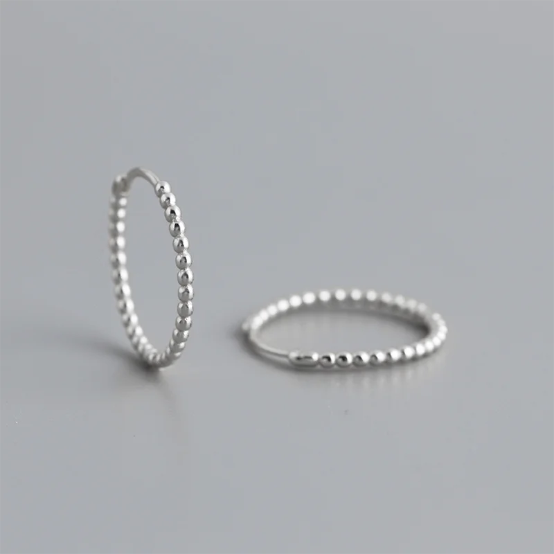 925 Sterling Silver Fashion Minimalist Beads Huggies Hoop Earrings for Women Trend Charm Ear Buckle Bohemian Jewelry Gift