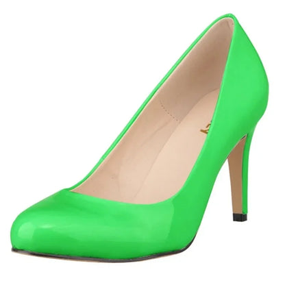 New Classic Women Pumps Sexy Round Toes 9cm Mid Med Kitten High Heels Shoes Spring Brand Design Black Red Dress Wedding Shoes